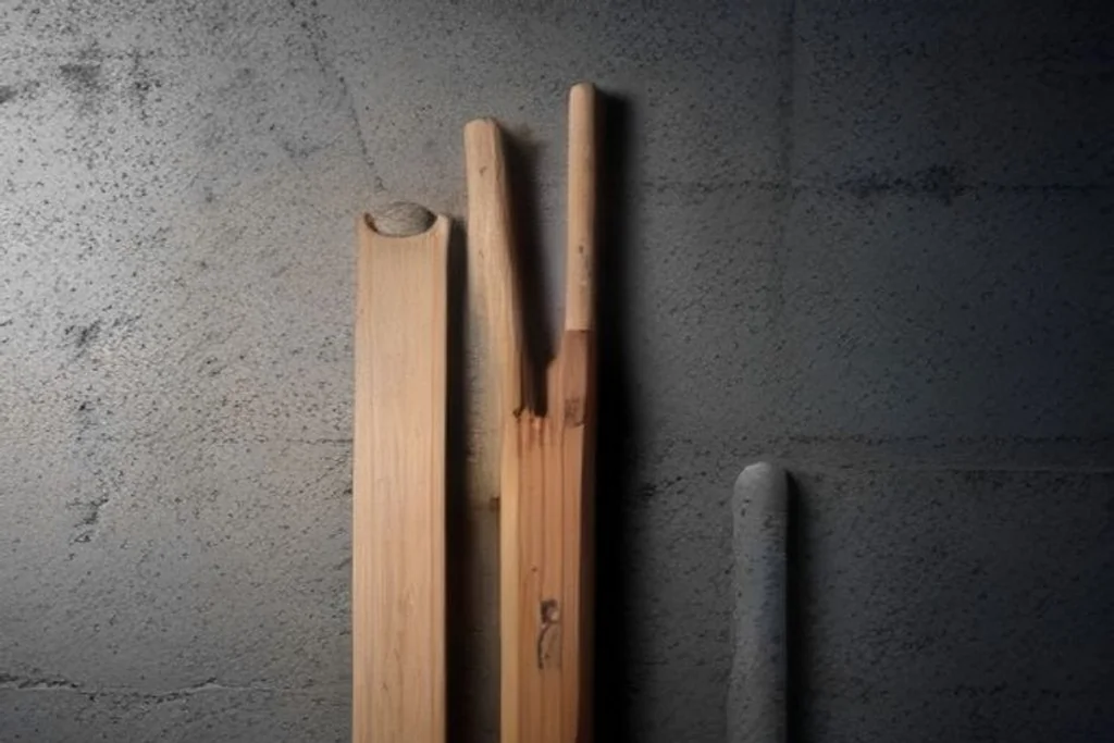 Cricket bat against a wall
