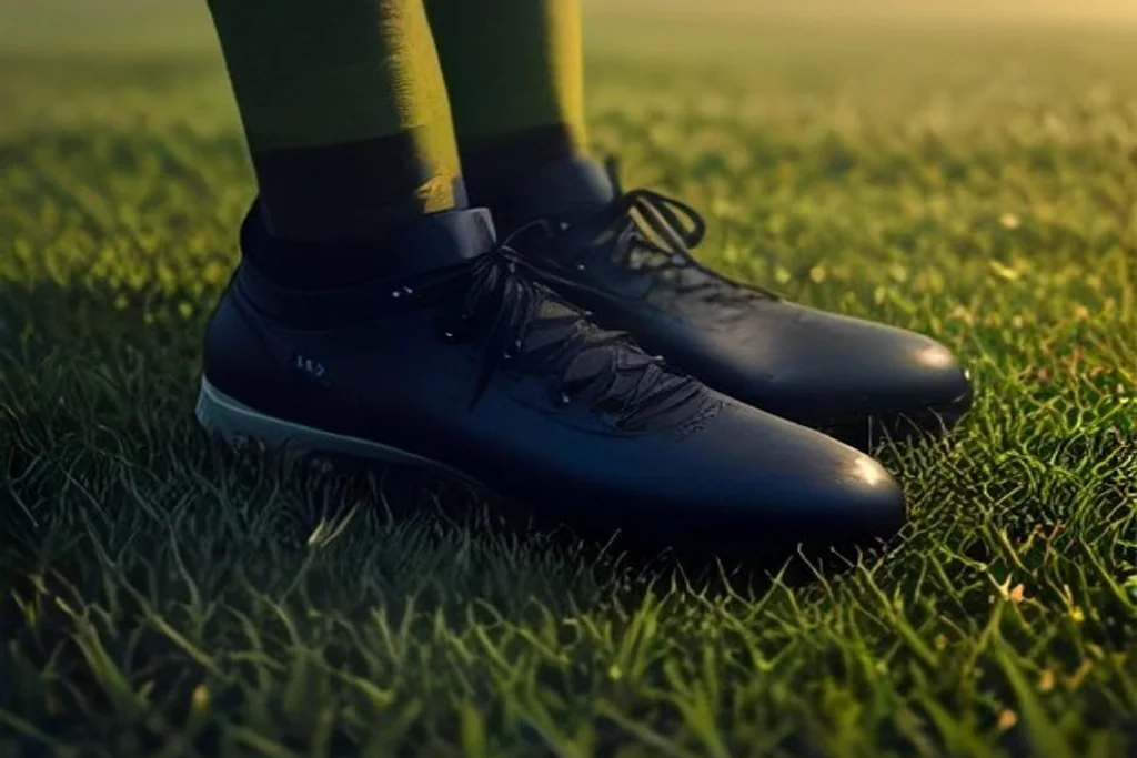 Football boot on grass