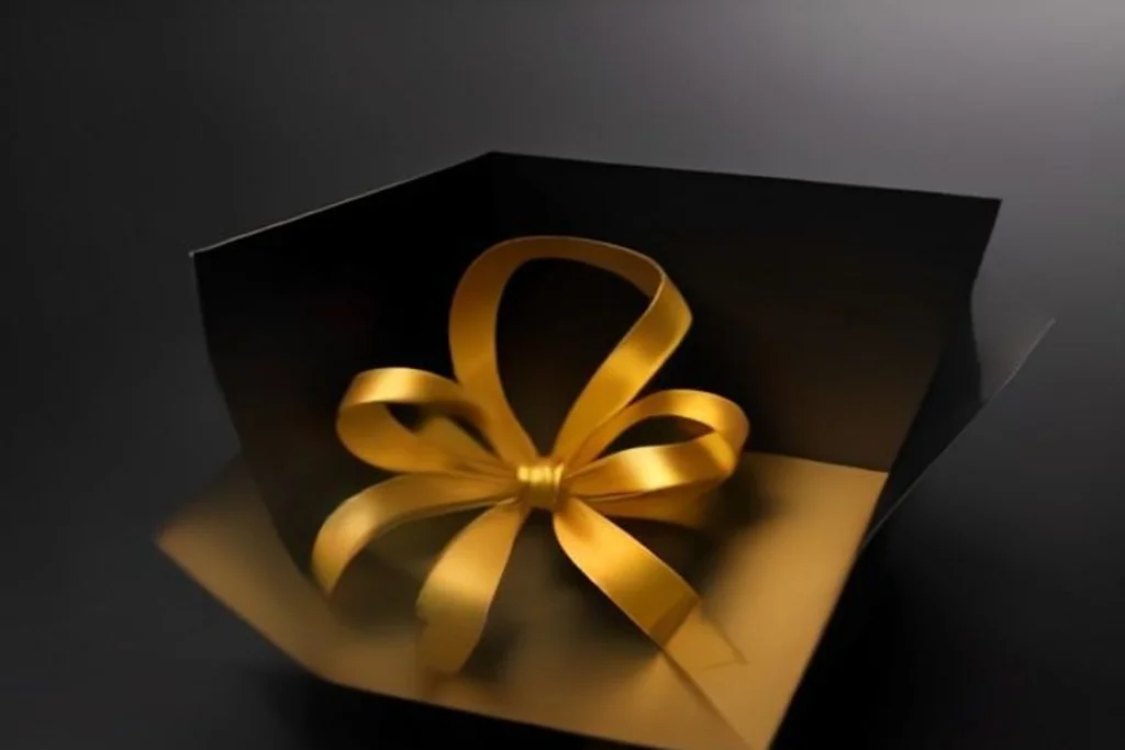 Gift box with gold ribbon
